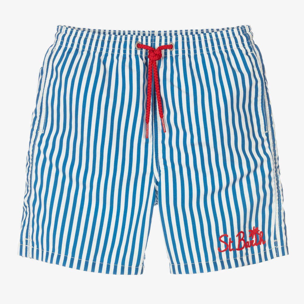 Mc2 Saint Barth Teen Boys Blue Striped Swim Shorts