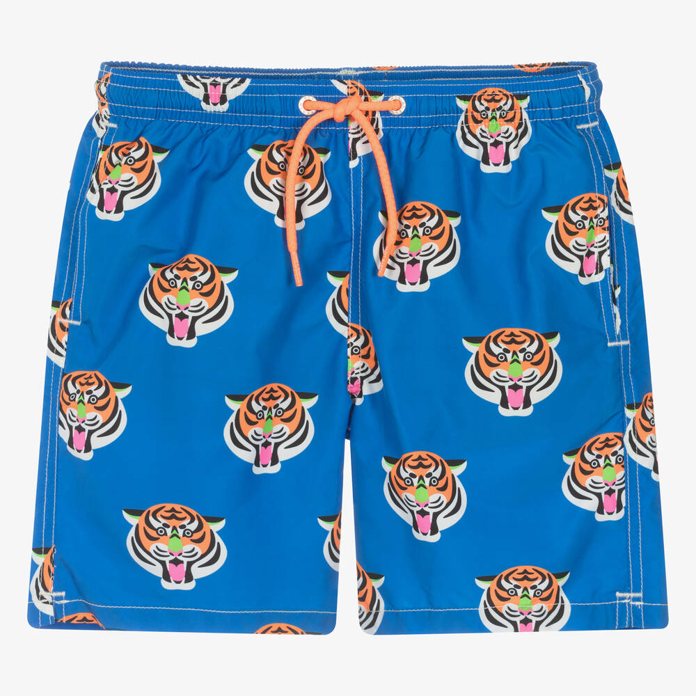 MC2 Saint Barth - Teen Boys Blue Tiger Swim Shorts | Childrensalon