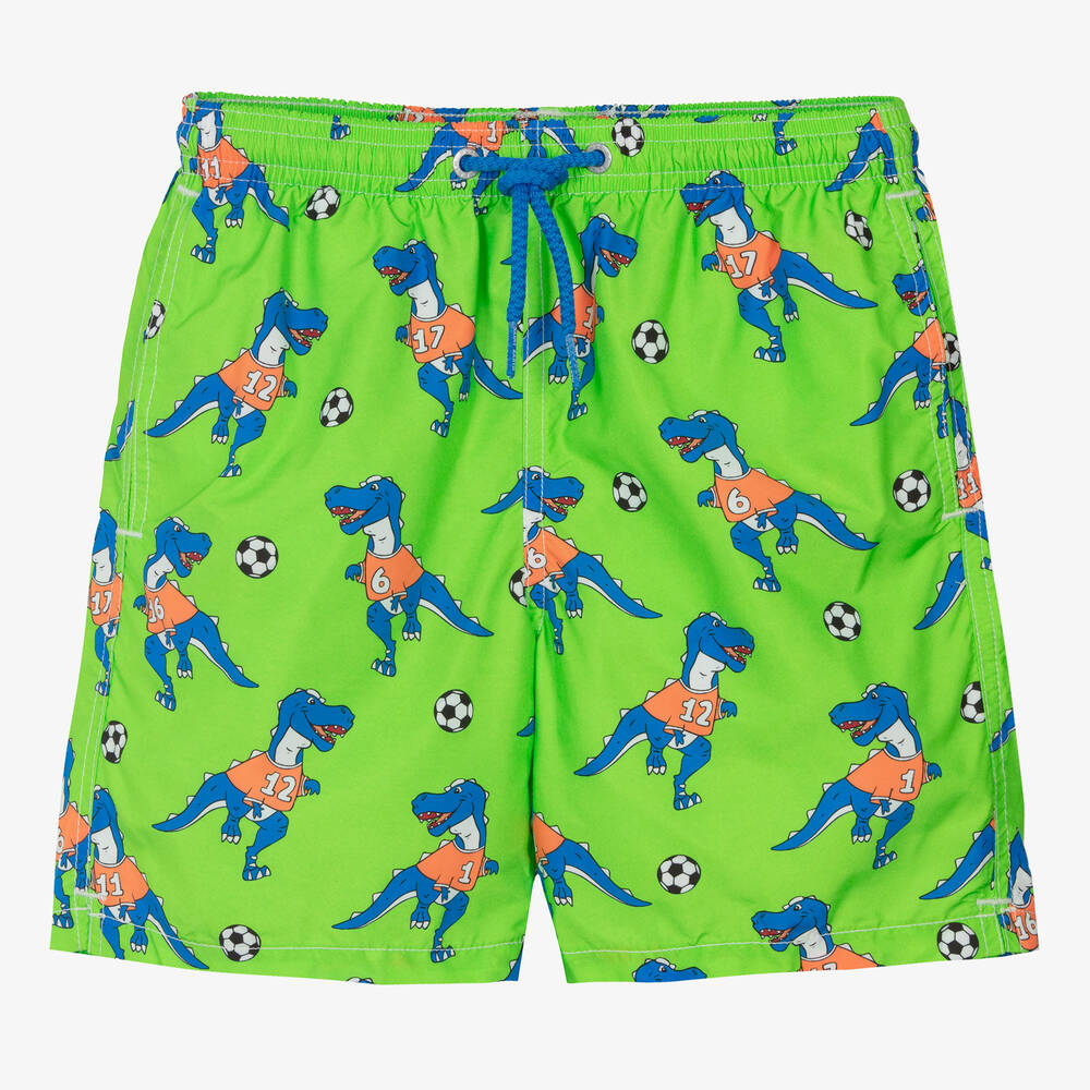 MC2 Saint Barth - Teen Boys Green Football Print Swim Shorts | Childrensalon