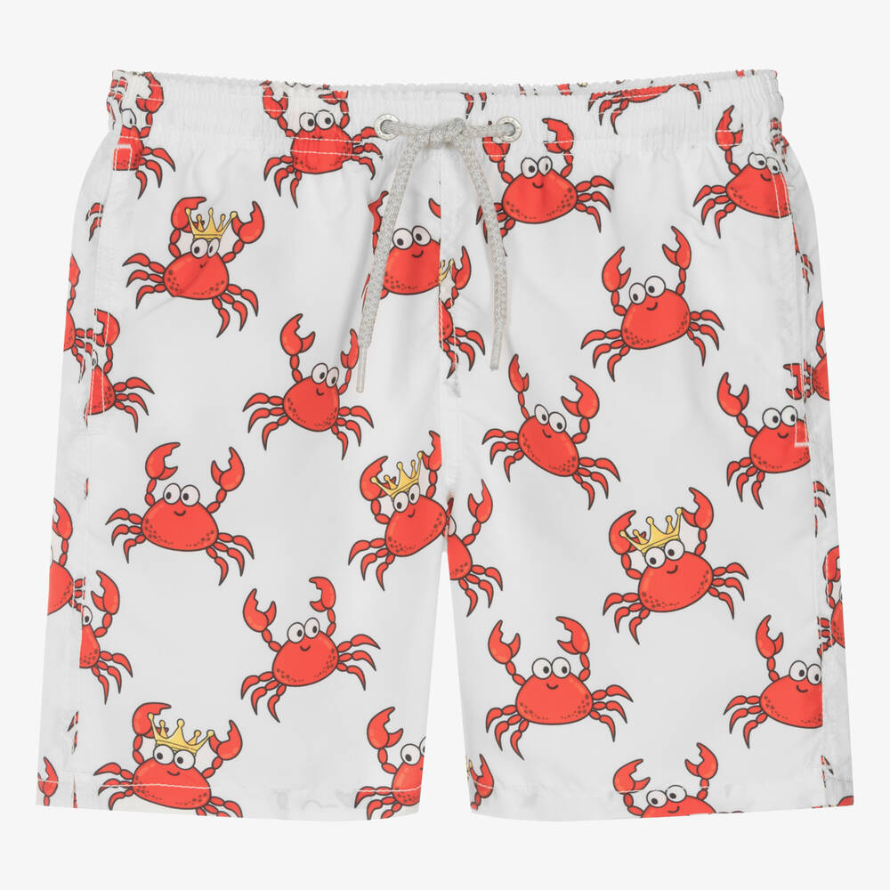 MC2 Saint Barth - Teen Boys White Crab Swim Shorts | Childrensalon