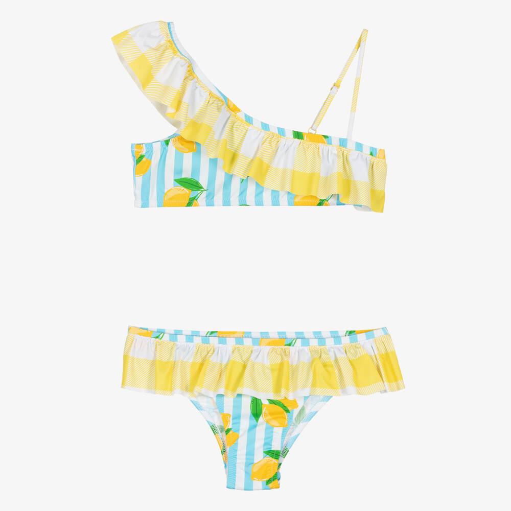 Shop Mc2 Saint Barth Teen Girls Blue Stripes & Lemons Bikini