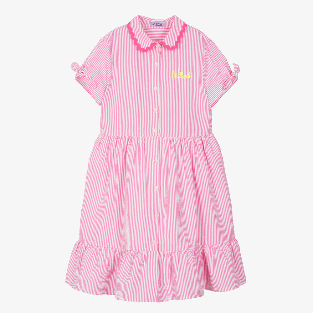 MC2 Saint Barth - Teen Girls Pink Cotton Striped Dress  | Childrensalon
