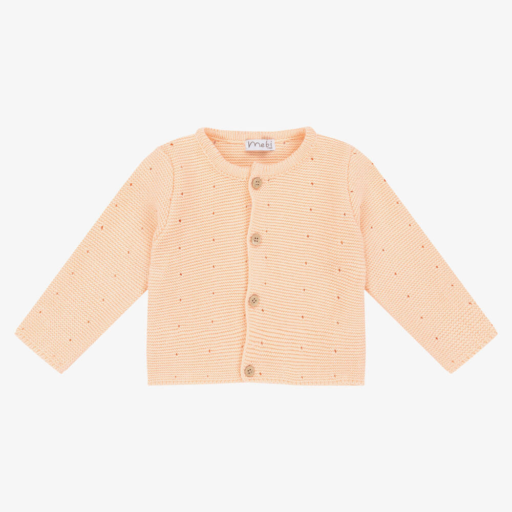 Mebi - Cardigan orange en coton bébé fille | Childrensalon