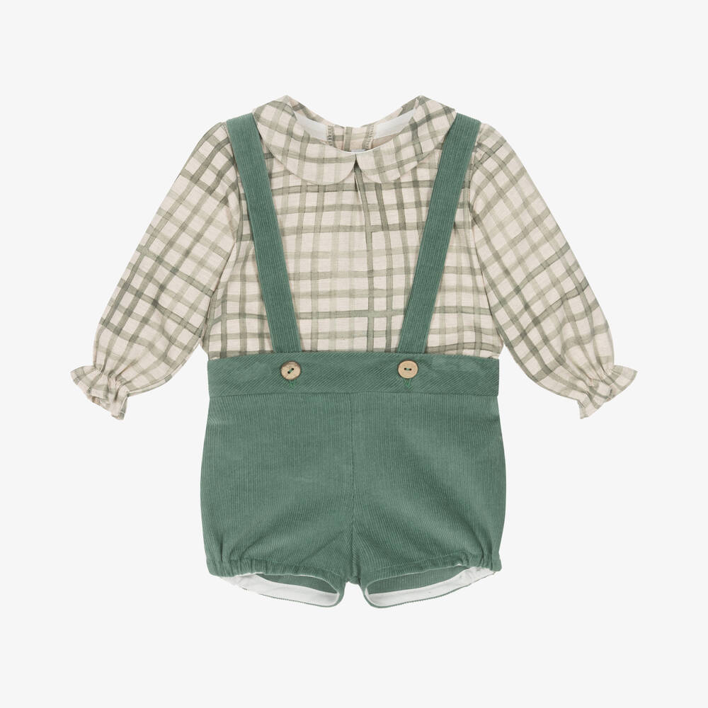 Mebi - Boys Green Cotton Shorts Set | Childrensalon