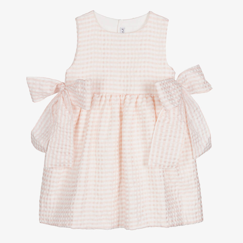 Mebi Babies' Girls Pink & Ivory Gingham Dress