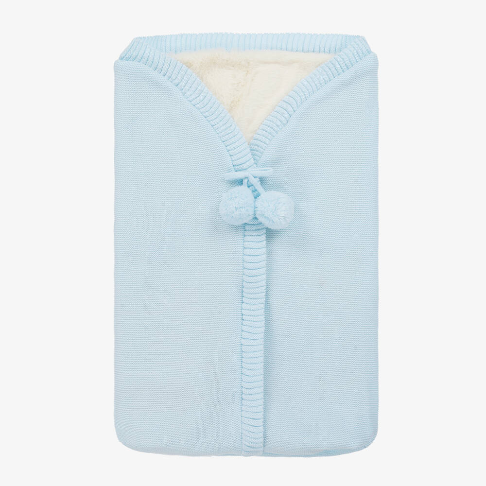 Mebi - Light Blue Knitted Baby Nest (63cm) | Childrensalon