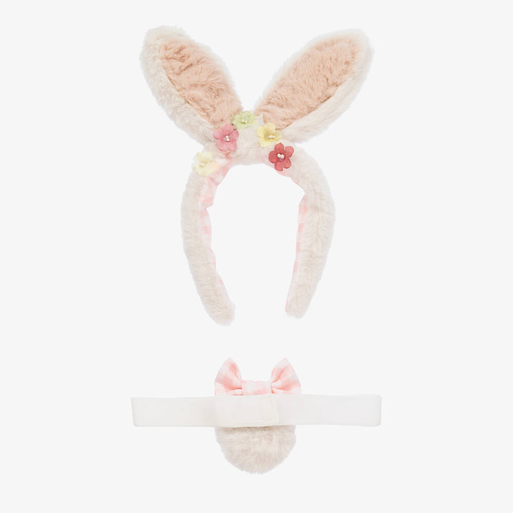 Meri Meri - Girls Ivory Plush Bunny Hairband Set | Childrensalon