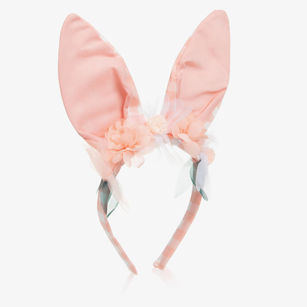 Meri Meri - Girls Pink Gingham Bunny Ears | Childrensalon