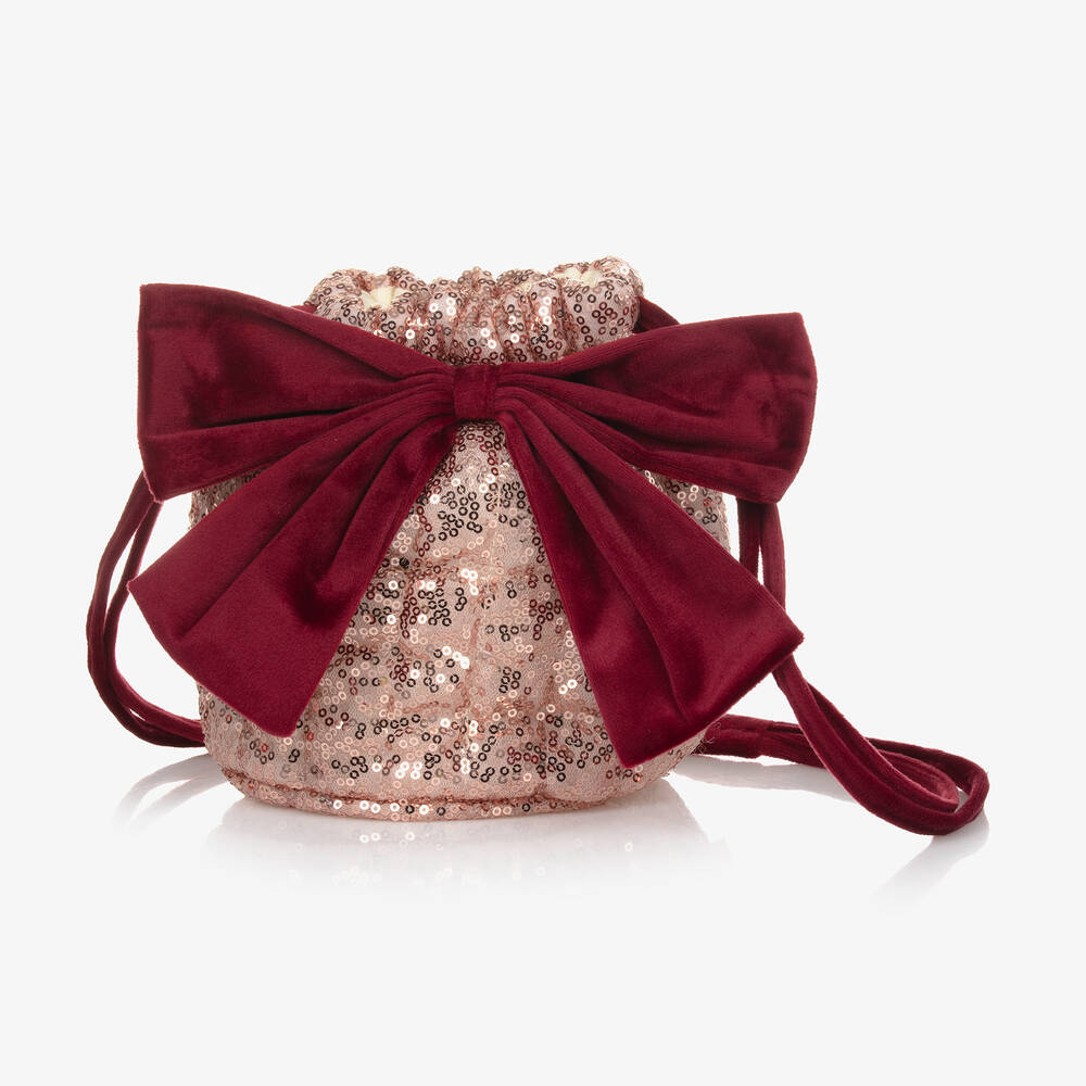 Meri Meri - Girls Pink Sequin Bow Bag (23cm) | Childrensalon