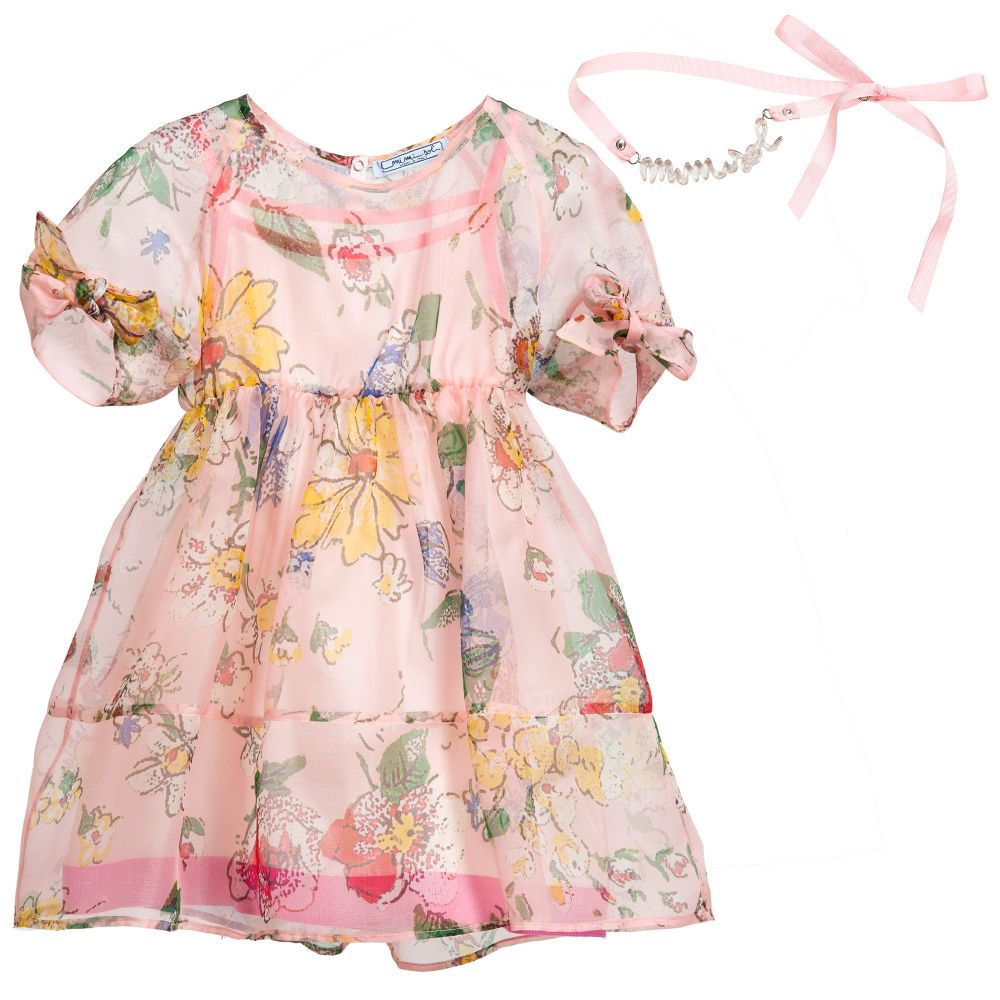 Mi Mi Sol - Pink Floral Silk Dress | Childrensalon