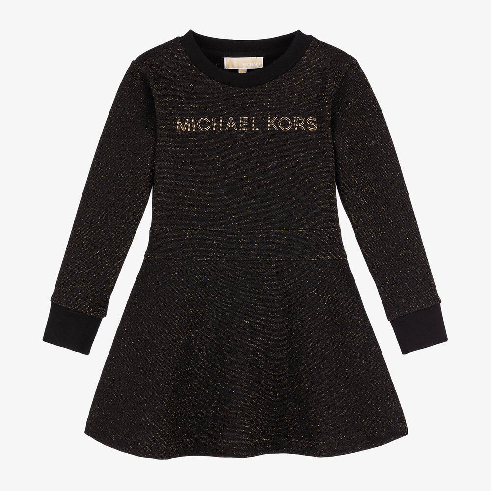 Michael Kors Kids - Girls Black Cotton Jersey Skater Dress | Childrensalon