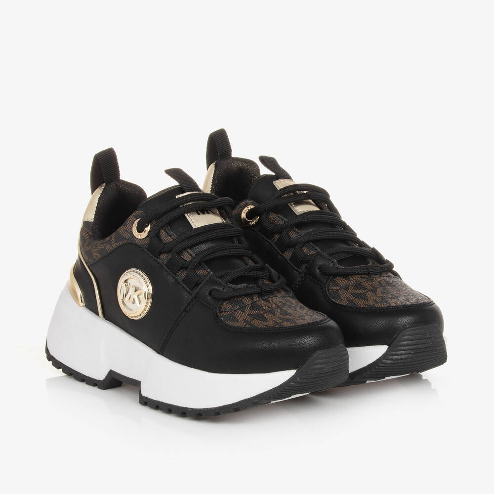 Michael Kors Kids - Girls Black & Gold Chunky Trainers | Childrensalon