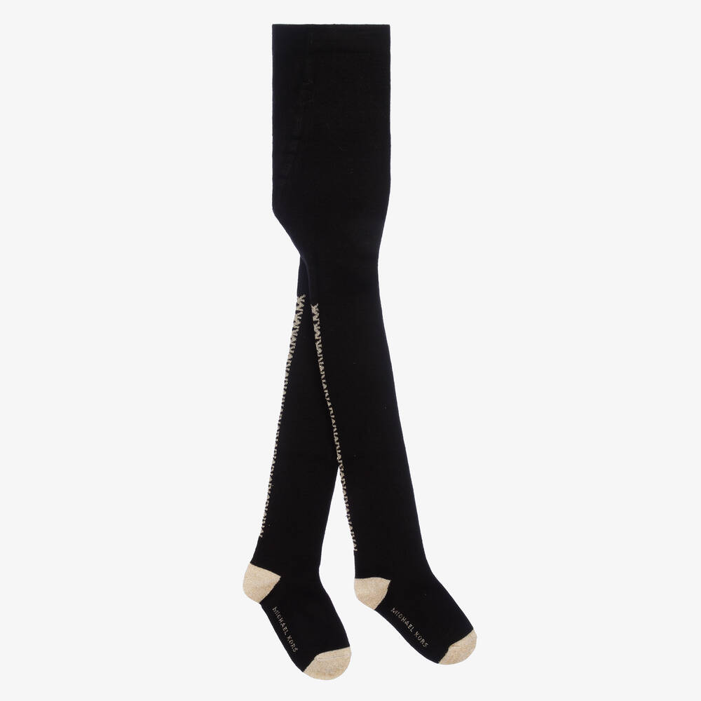 Michael Kors Kids' Girls Black & Gold Cotton Knit Tights