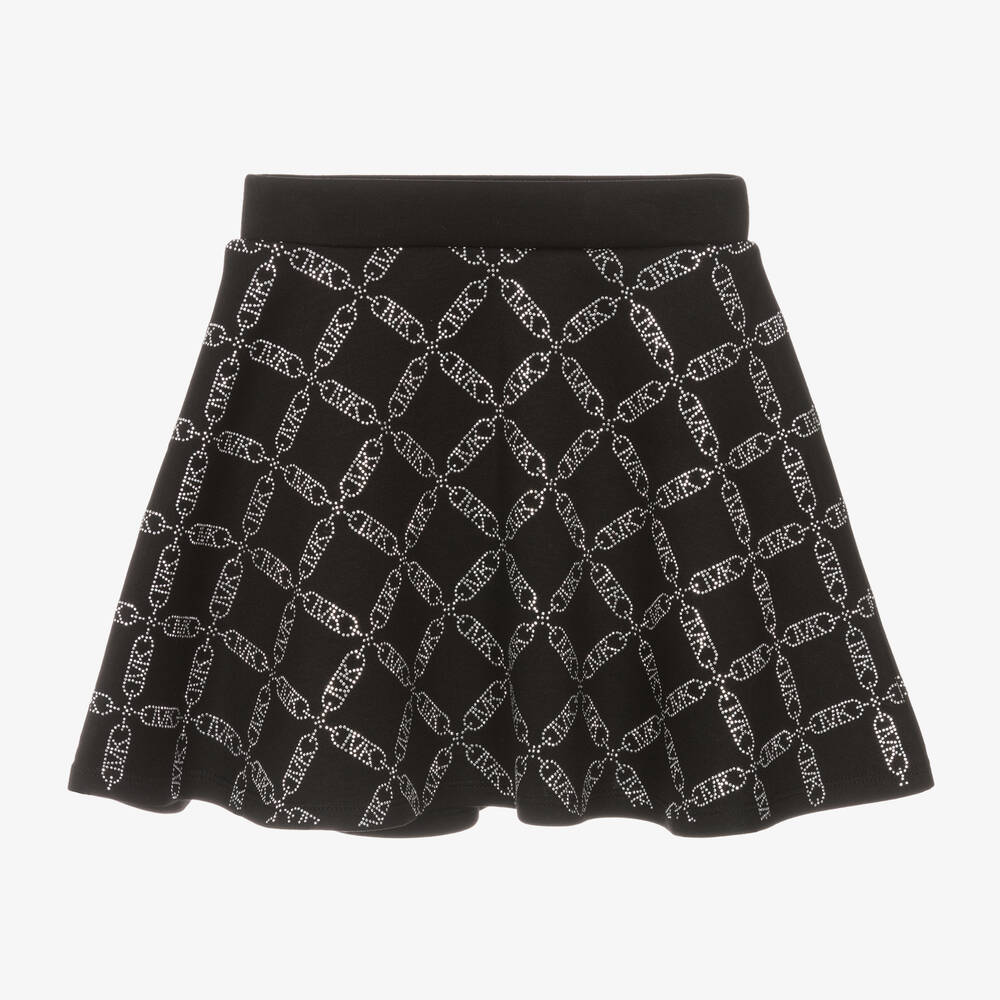 Michael Kors Kids - Girls Black Jersey MK Empire Logo Skirt | Childrensalon