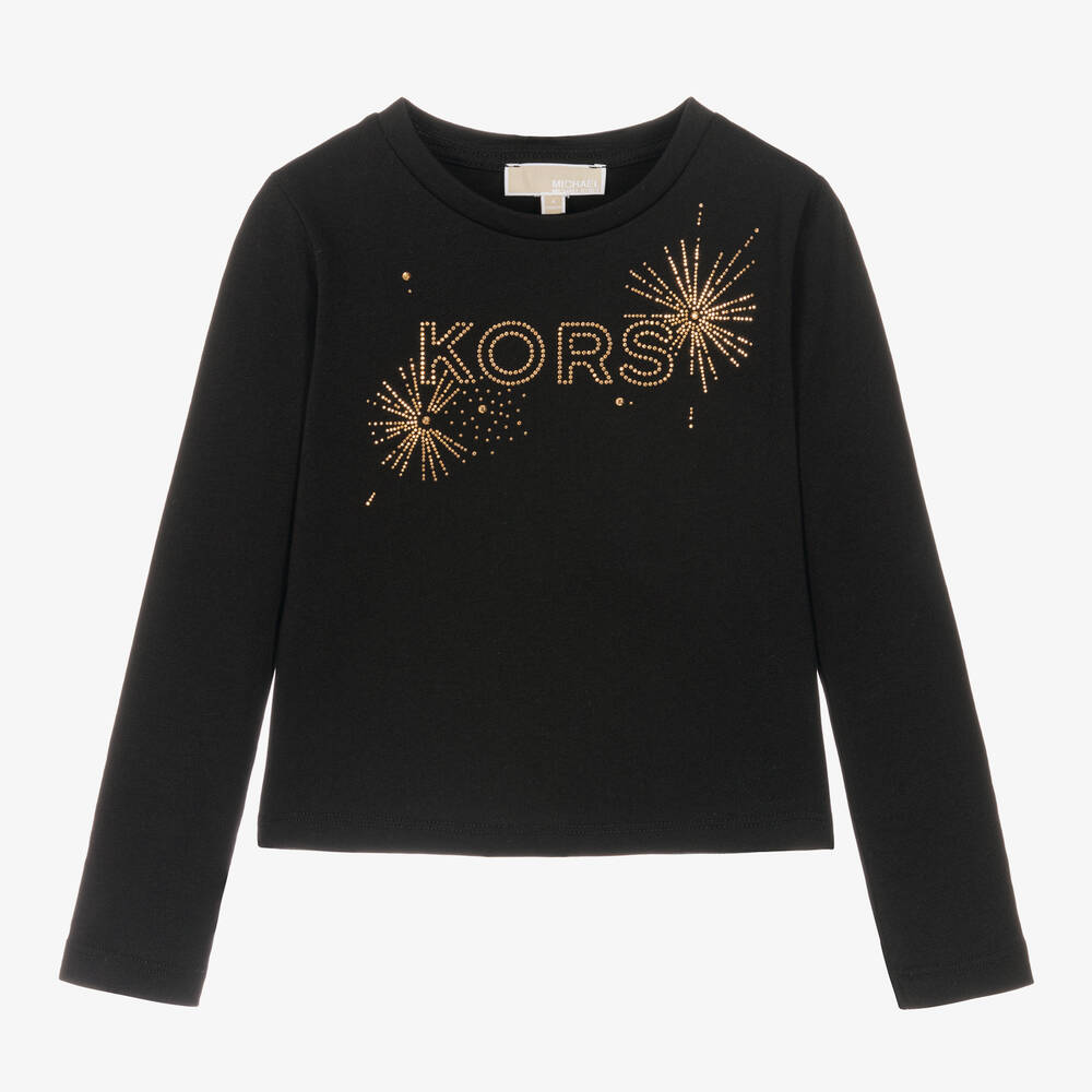 Michael Kors Kids - Girls Black Organic Cotton Top | Childrensalon