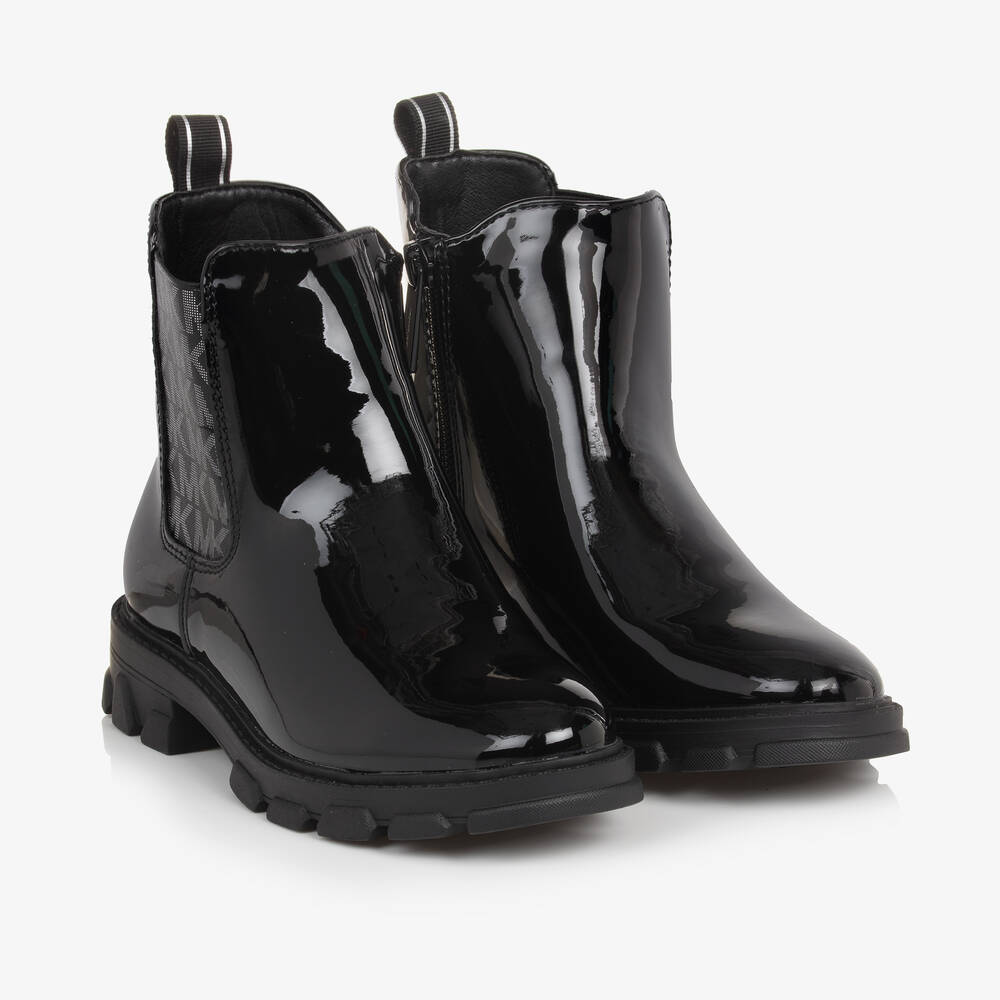 Michael Kors Kids - Girls Black Patent Chelsea Boots | Childrensalon