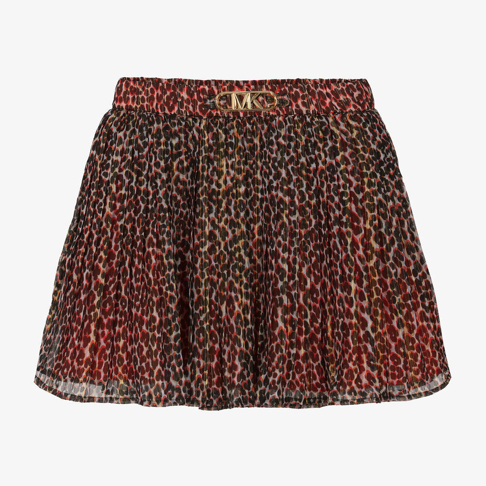 Michael Kors Kids - Girls Black & Red Chiffon Leopard Skirt | Childrensalon