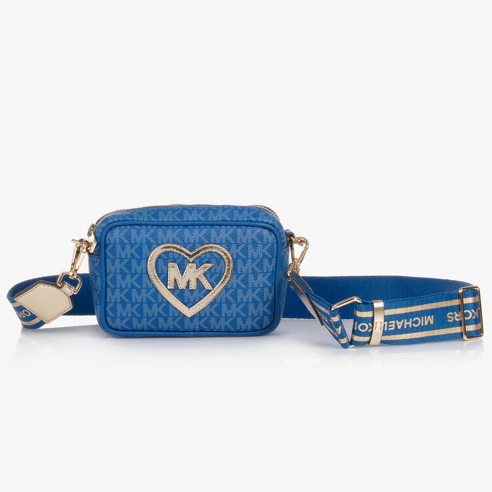 Michael Kors Kids - Girls Blue MK Monogram Shoulder Bag (17cm) | Childrensalon