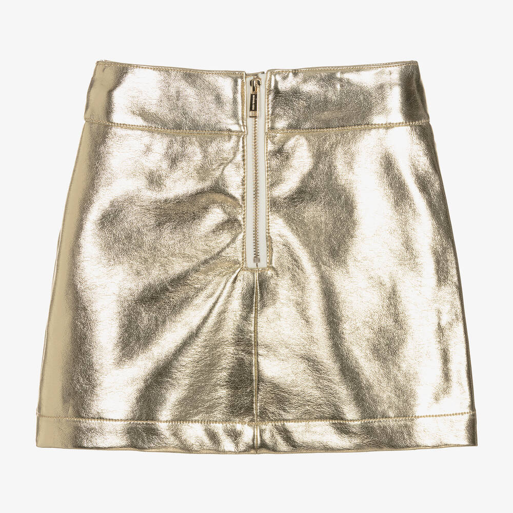 Michael Kors Kids - Girls Gold Faux Leather Skirt | Childrensalon