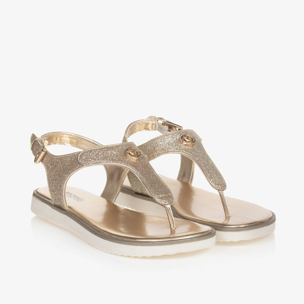Shop Michael Kors Girls Gold Glitter Sandals