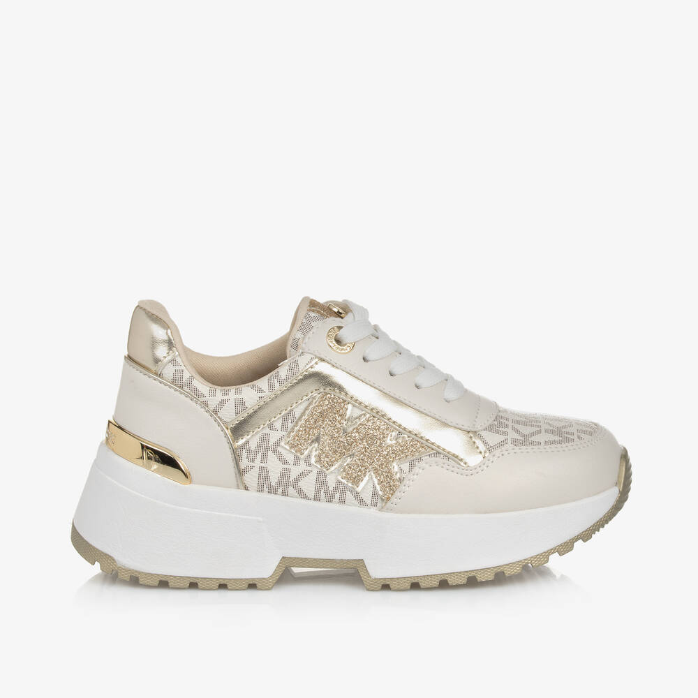 Michael Kors Kids - Girls Gold Lace-Up Trainers | Childrensalon