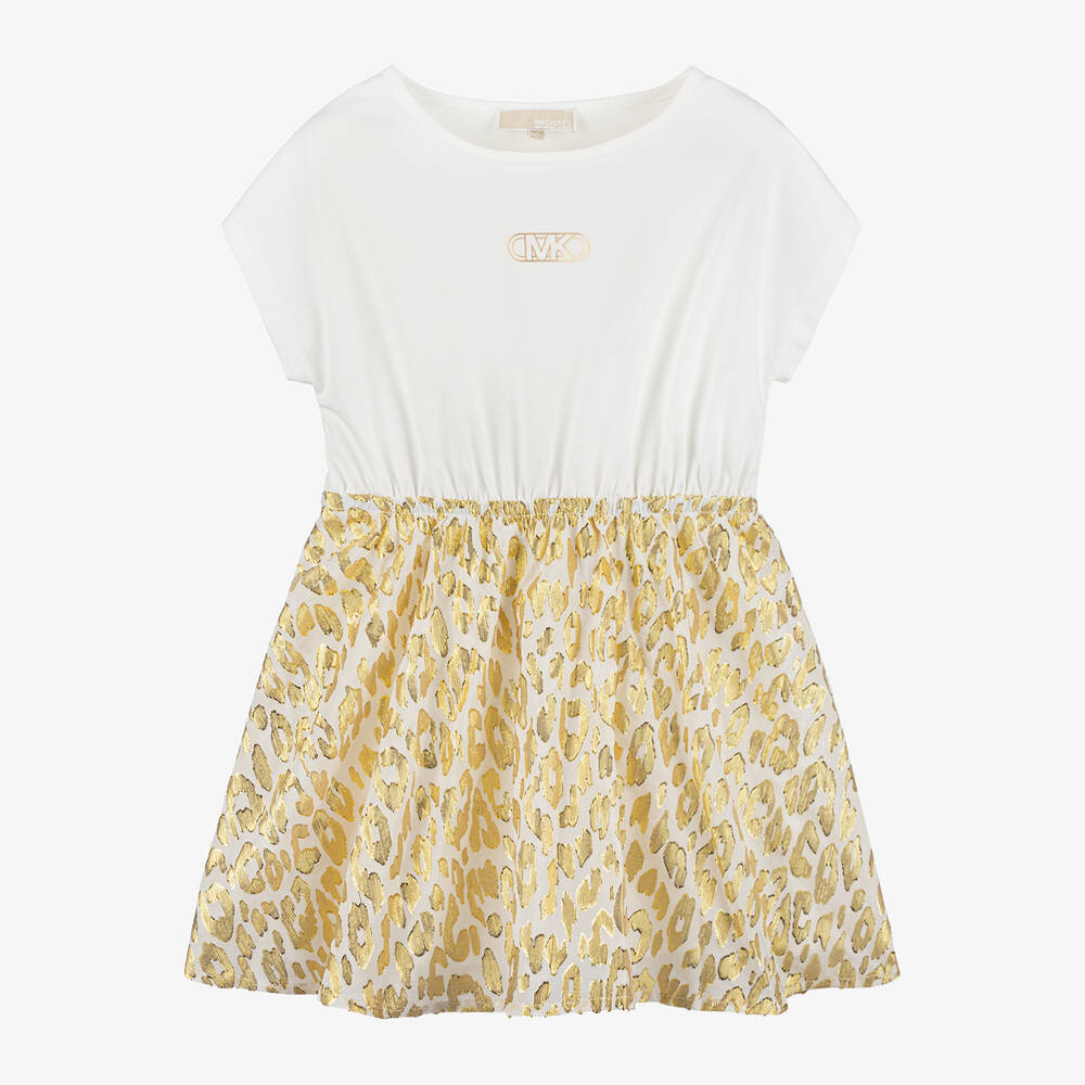 Michael Kors Kids - Girls Gold Leopard Print Dress | Childrensalon