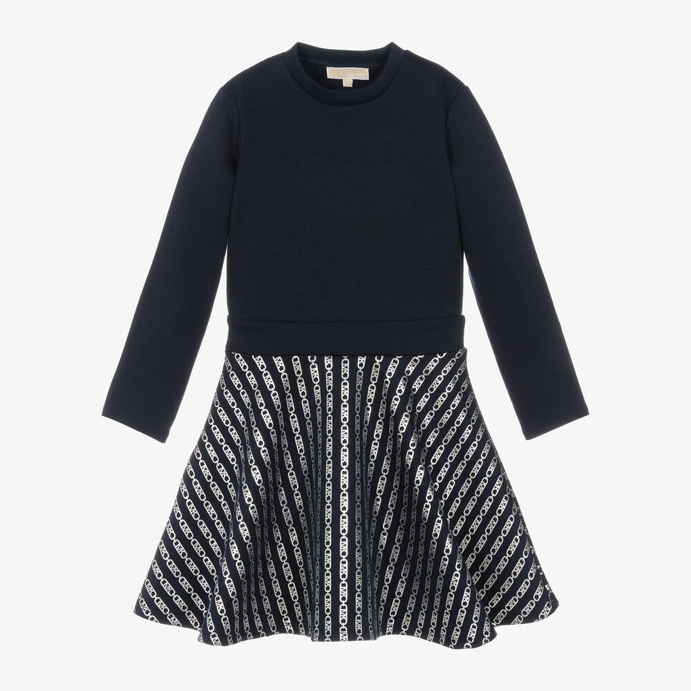 Michael Kors Kids - Girls Navy Blue & Silver Dress | Childrensalon