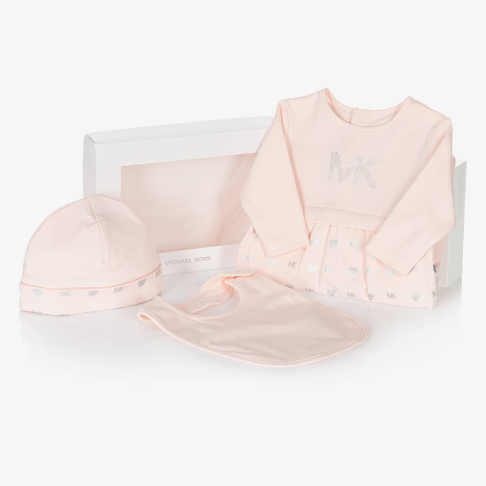 Michael Kors Kids - Girls Pink Cotton Babysuit Set | Childrensalon