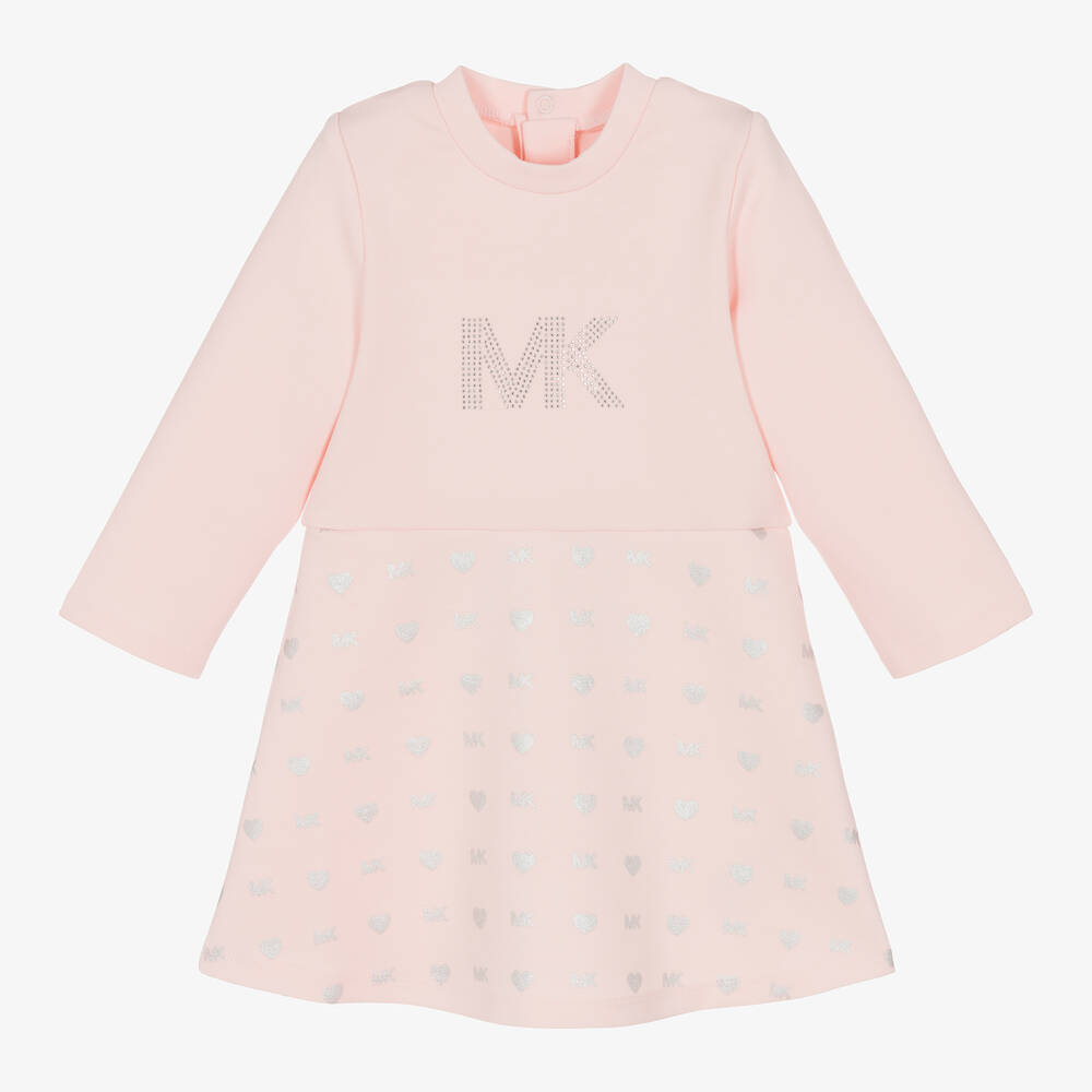 Michael Kors Kids - Girls Pink Jersey Monogram Dress | Childrensalon