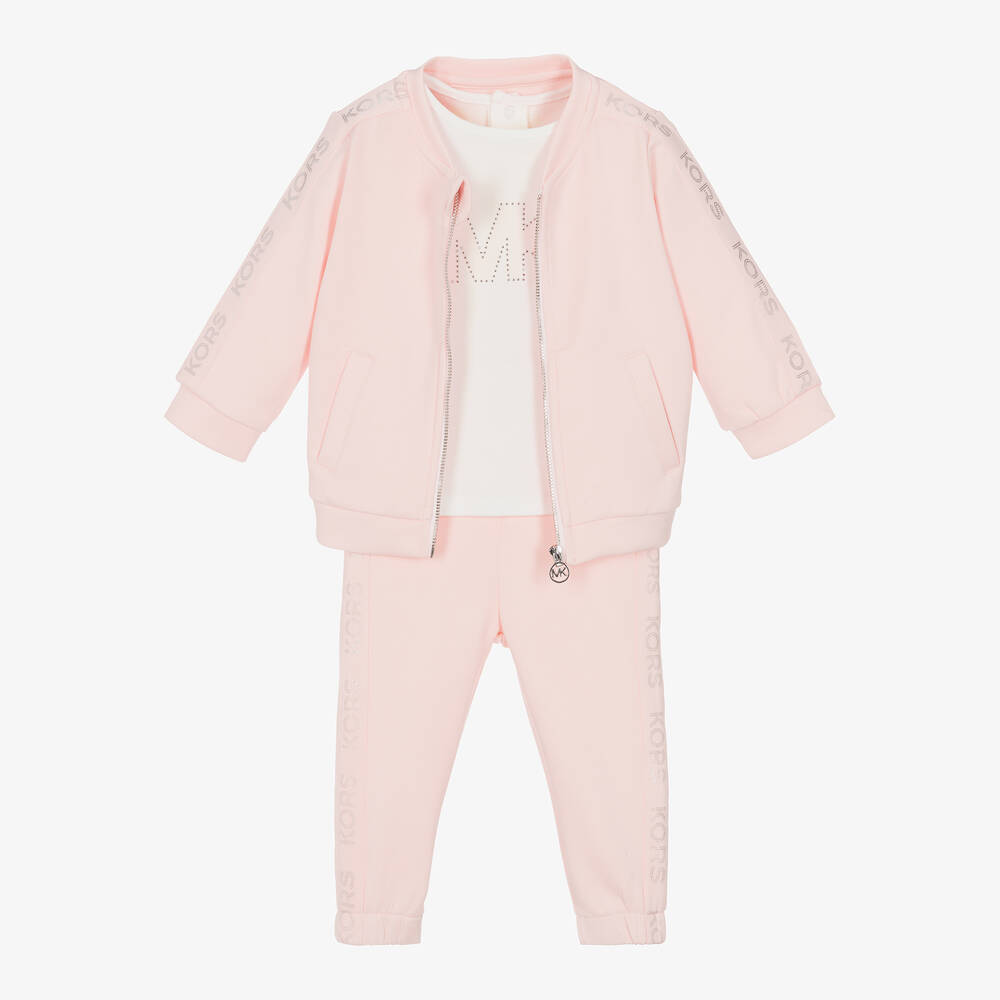 Michael Kors Kids - Girls Pink Jersey Tracksuit Set | Childrensalon