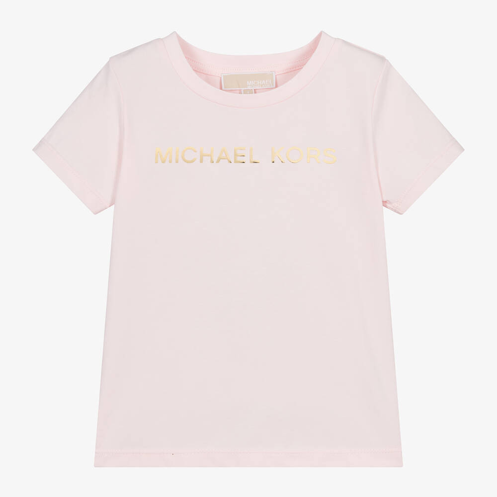 Michael Kors Kids - Girls Pink Organic Cotton T-Shirt | Childrensalon