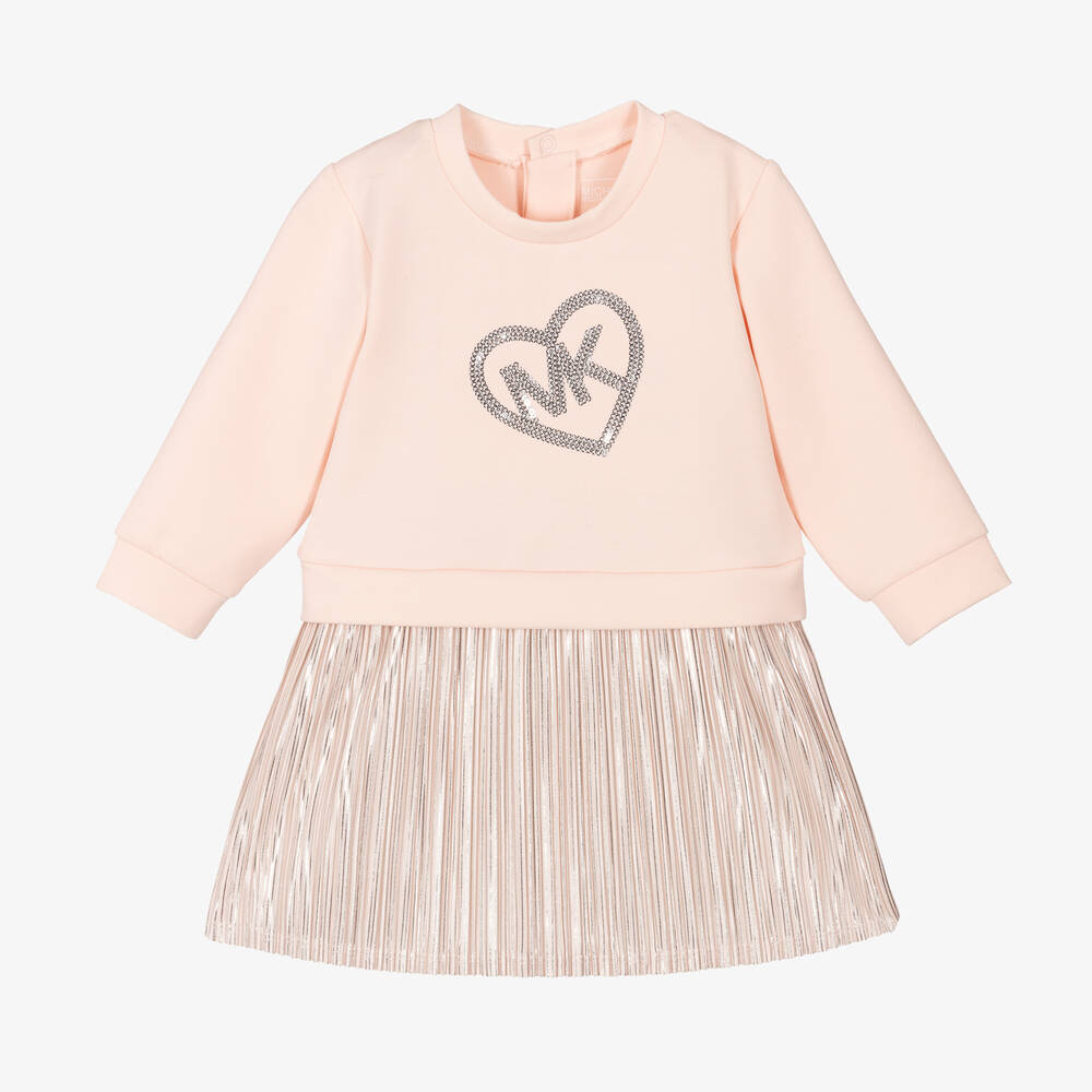 Michael Kors Kids - Girls Pink Sequin Logo Jersey Dress | Childrensalon