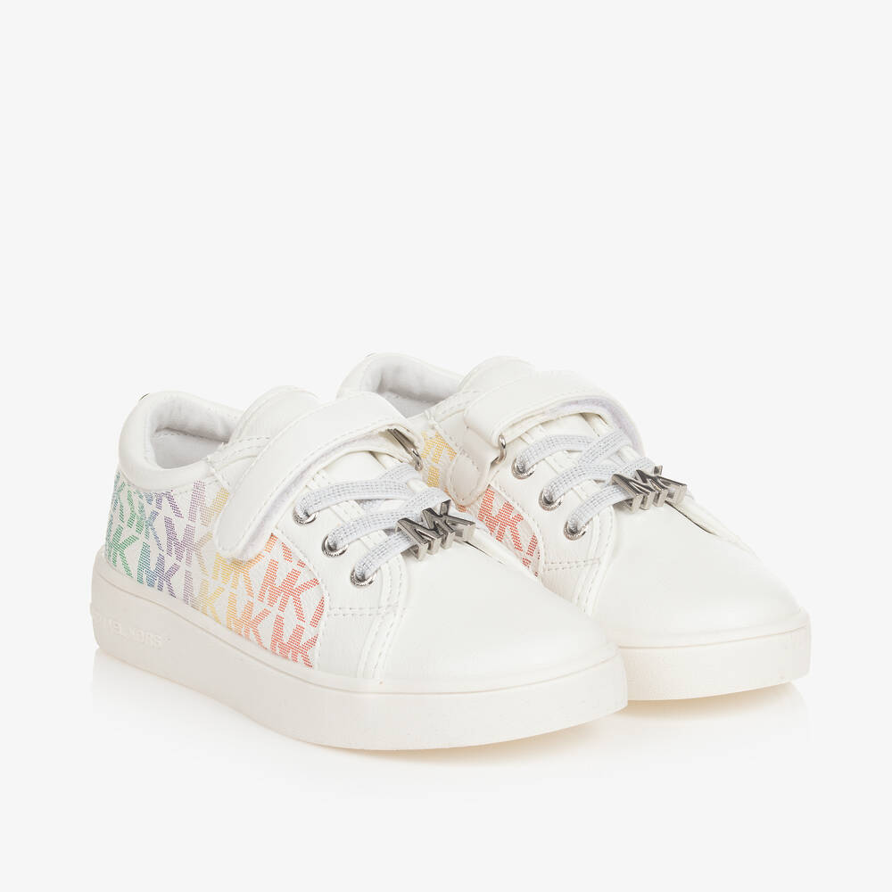 Shop Michael Kors Girls White Faux Leather Trainers