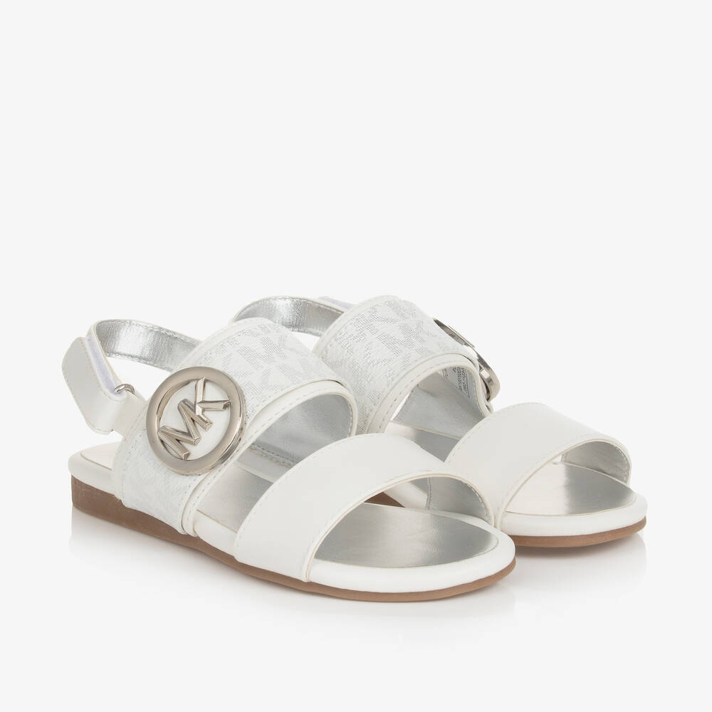 Shop Michael Kors Girls White Mk Velcro Sandals