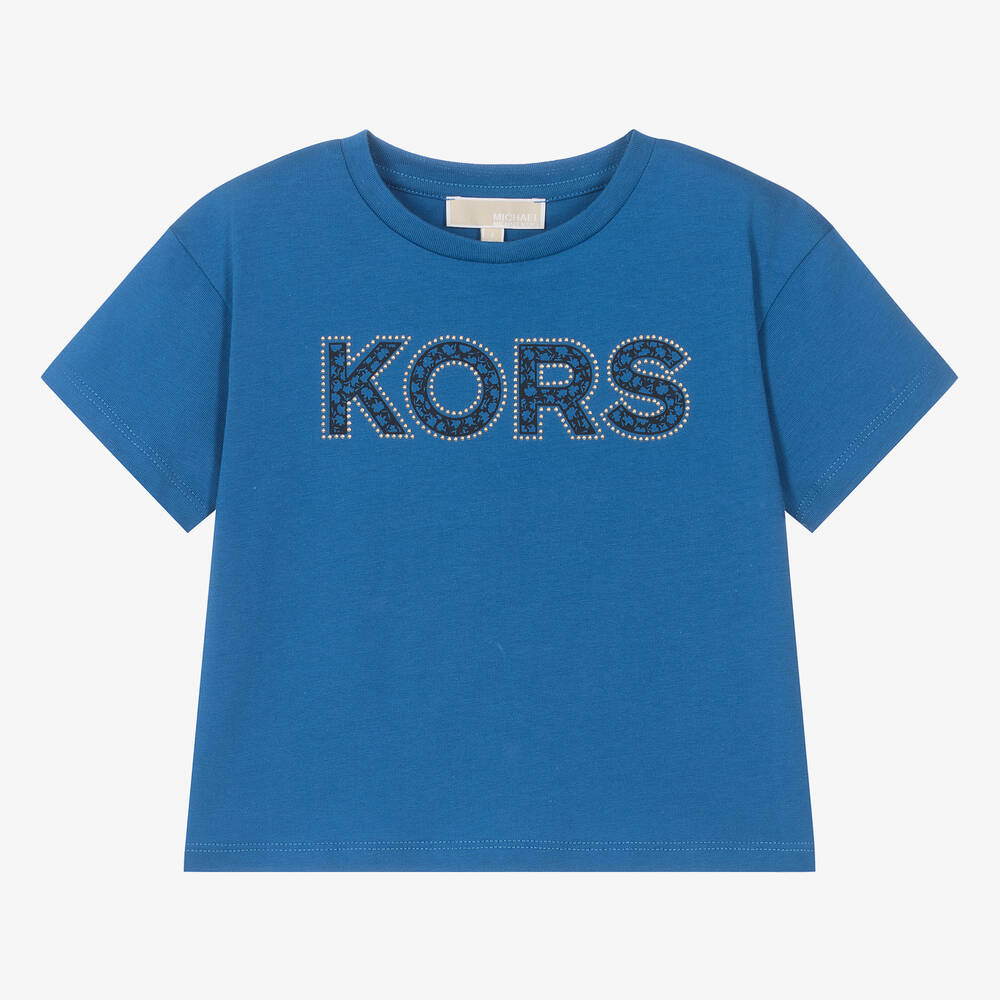 Michael Kors Kids - تيشيرت قطن عضوي لون أزرق للمراهقات | Childrensalon