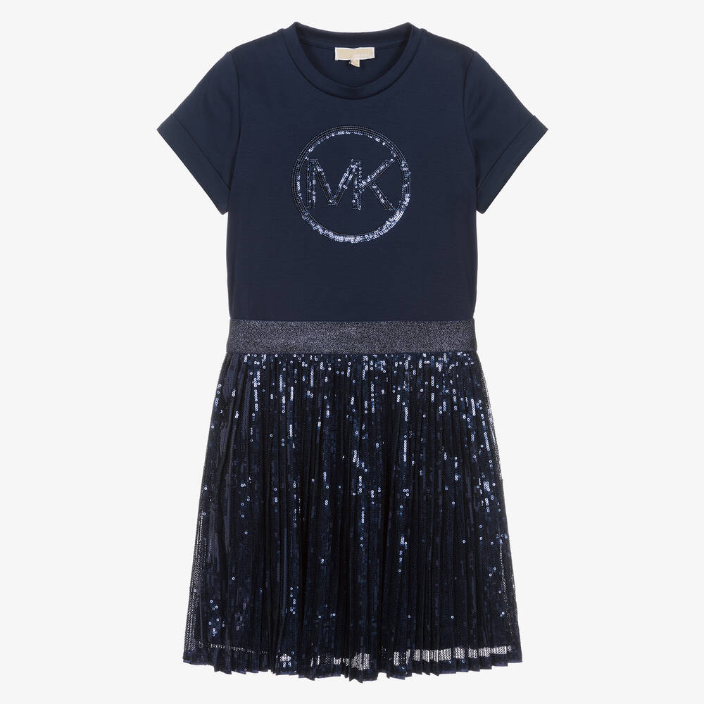 Michael Kors Kids - Teen Girls Blue Sequin Cotton & Tulle Dress | Childrensalon