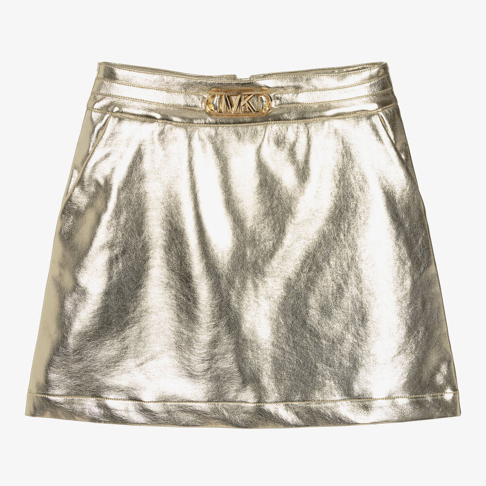 Shop Michael Kors Teen Girls Gold Faux Leather Skirt