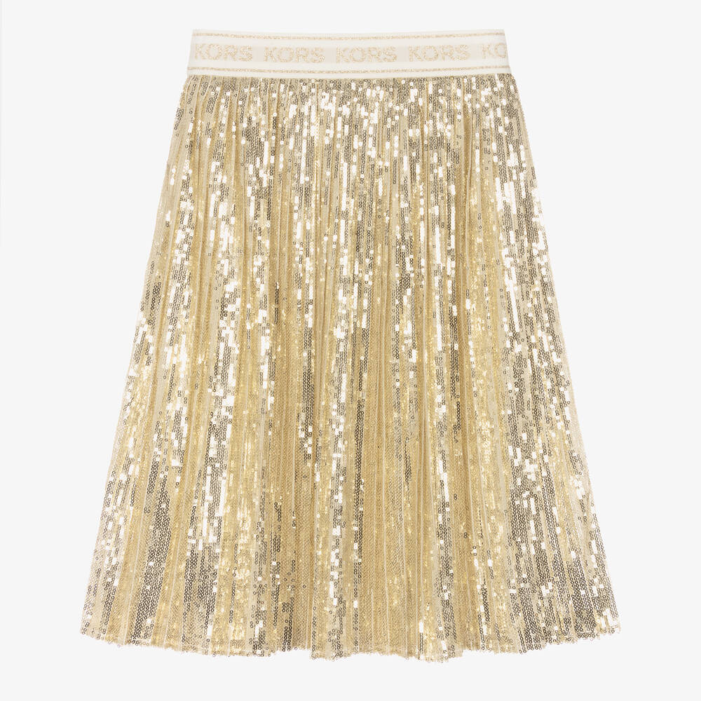Shop Michael Kors Teen Girls Gold Sequin Skirt