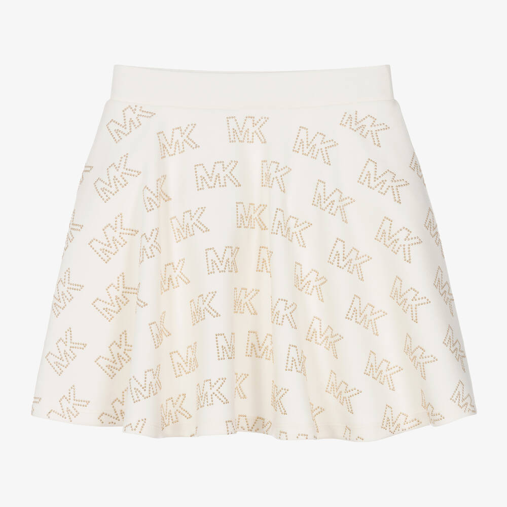 Shop Michael Kors Teen Girls Ivory Studded Jersey Skirt