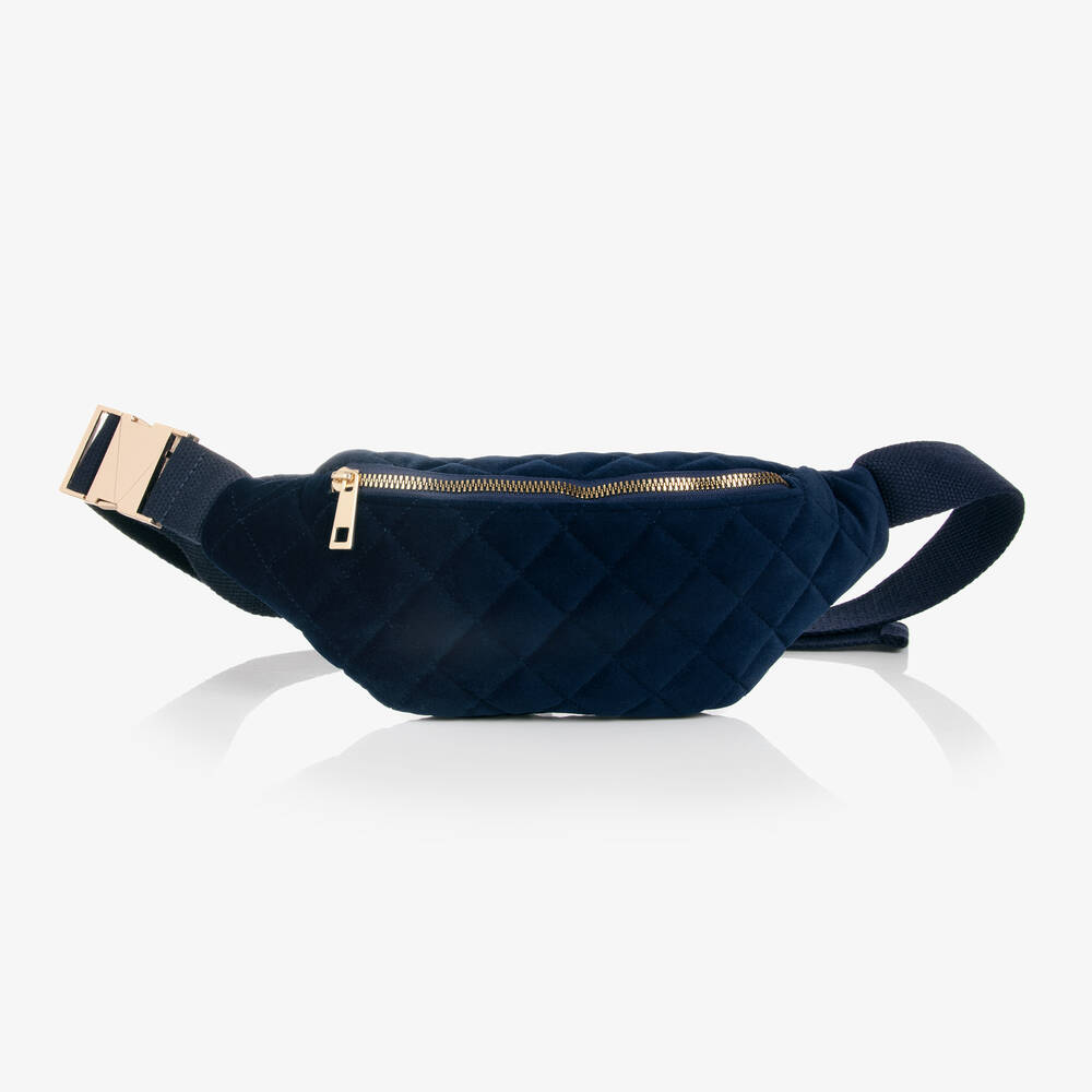 Milledeux - حقيبة حزام قطن مخمل لون كحلي للبنات (24 سم) | Childrensalon