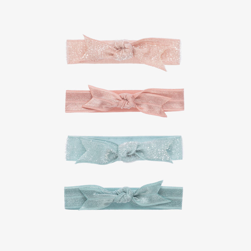 Milledeux - ربطة مطاطية للشعر لون زهري وأزرق (عدد 4) | Childrensalon