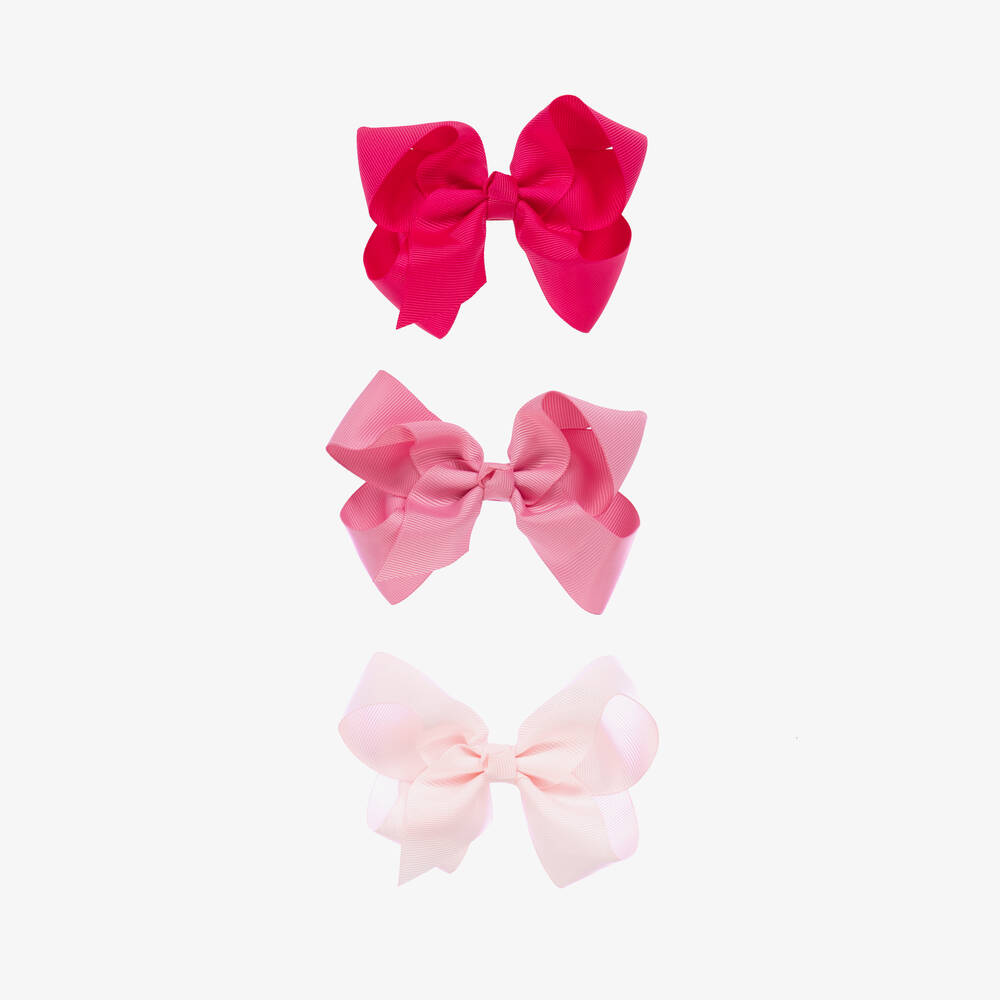 Milledeux - Girls Pink Bow Hairclips (3 Pack) | Childrensalon