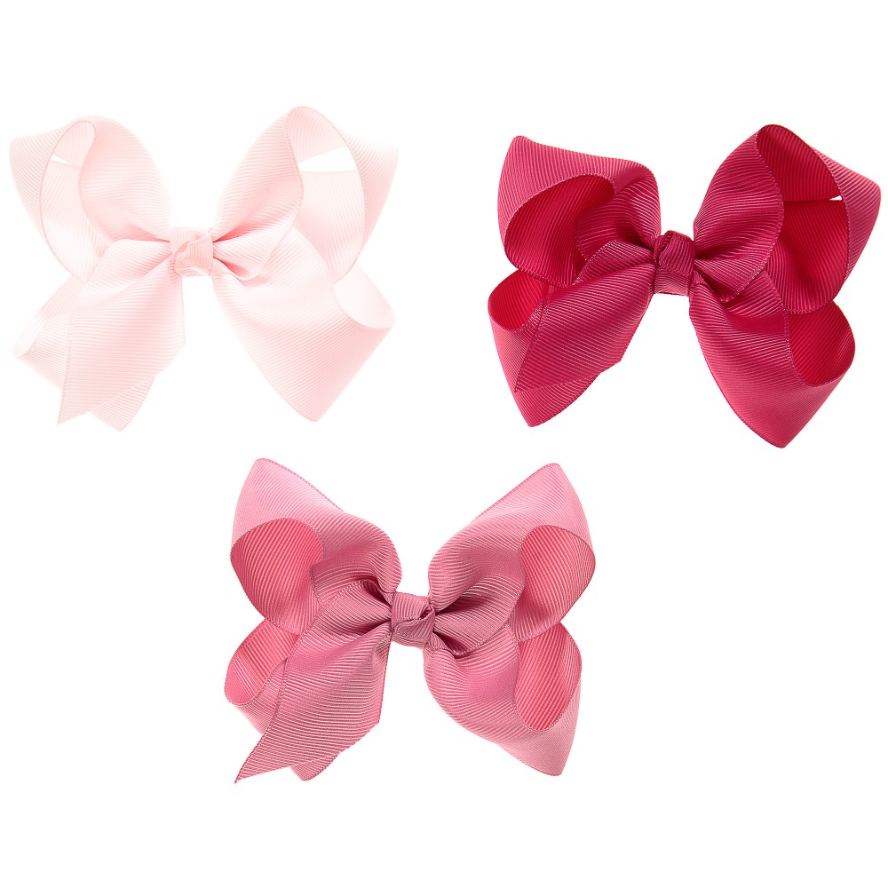 Milledeux - Girls Pink Bow Hairclips (Pack of 3) | Childrensalon
