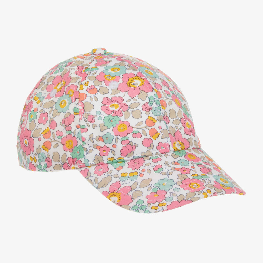 Milledeux - Girls Pink Floral Liberty Print Cap | Childrensalon