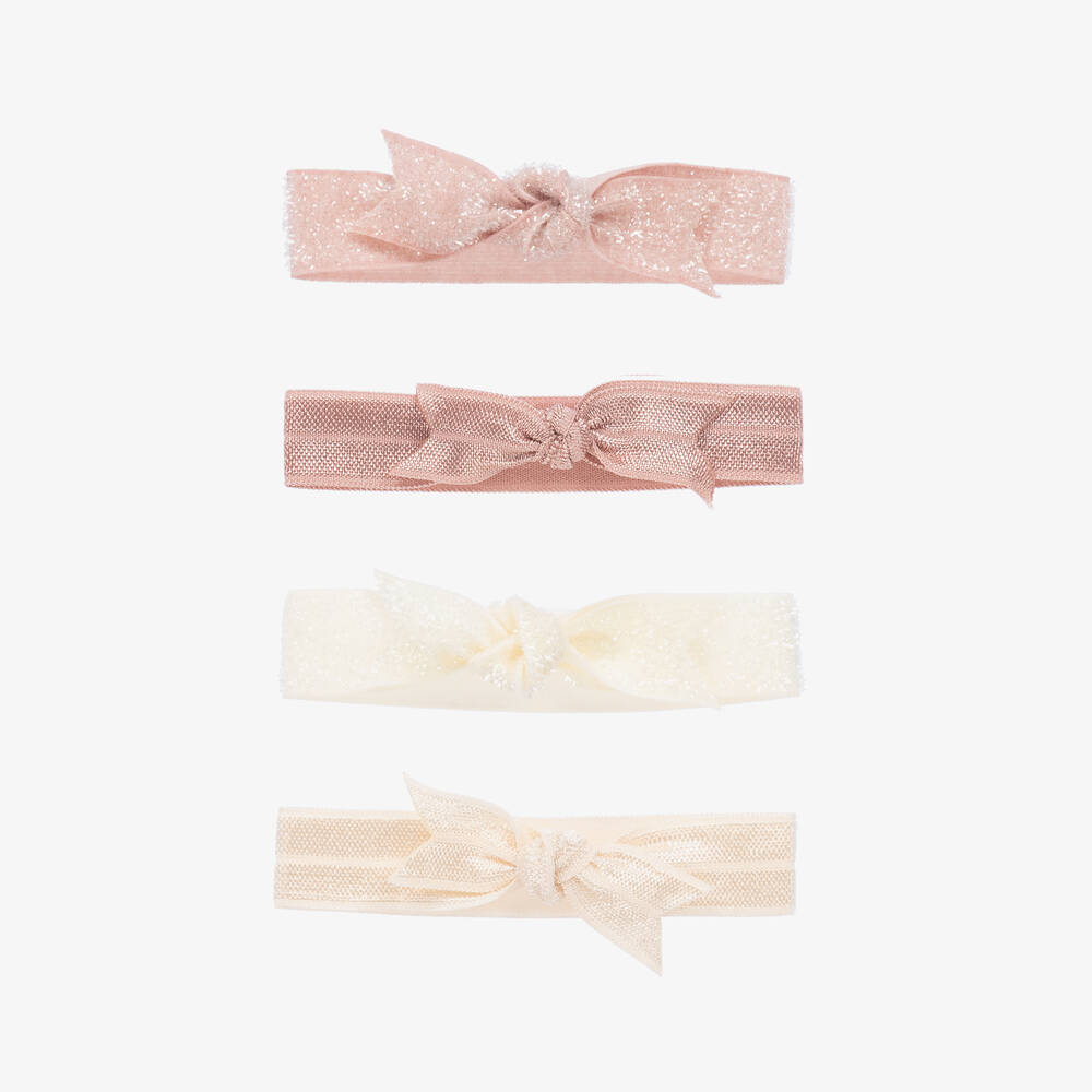 Milledeux - Girls Pink & Ivory Hair Elastics (4 Pack) | Childrensalon