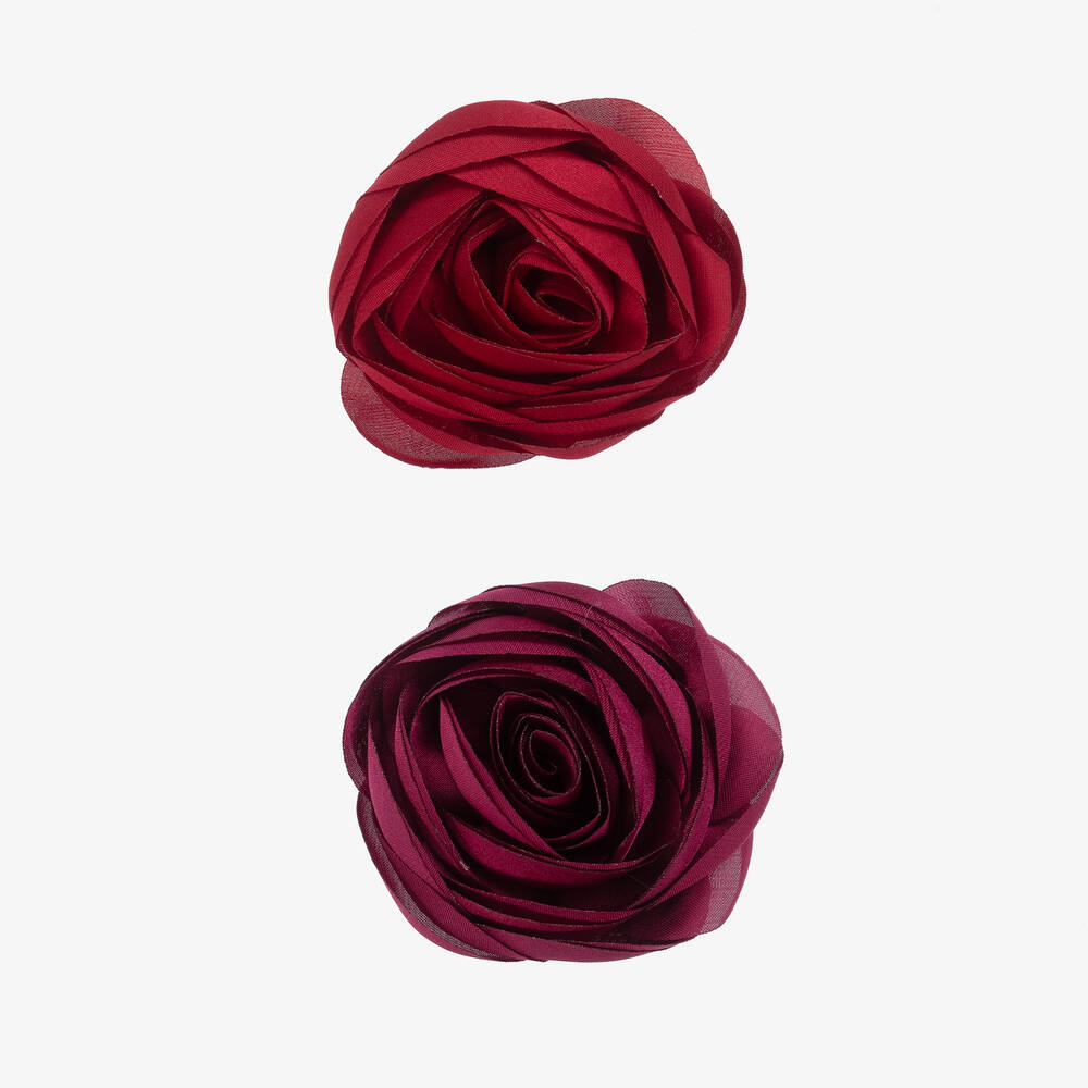 Milledeux - Girls Red Rose Hairclips (2 Pack) | Childrensalon