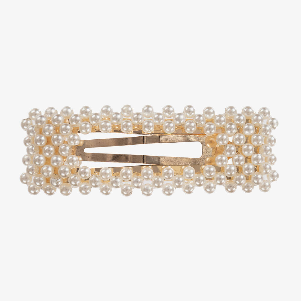 Milledeux - Barrette dorée à perles (8 cm) | Childrensalon