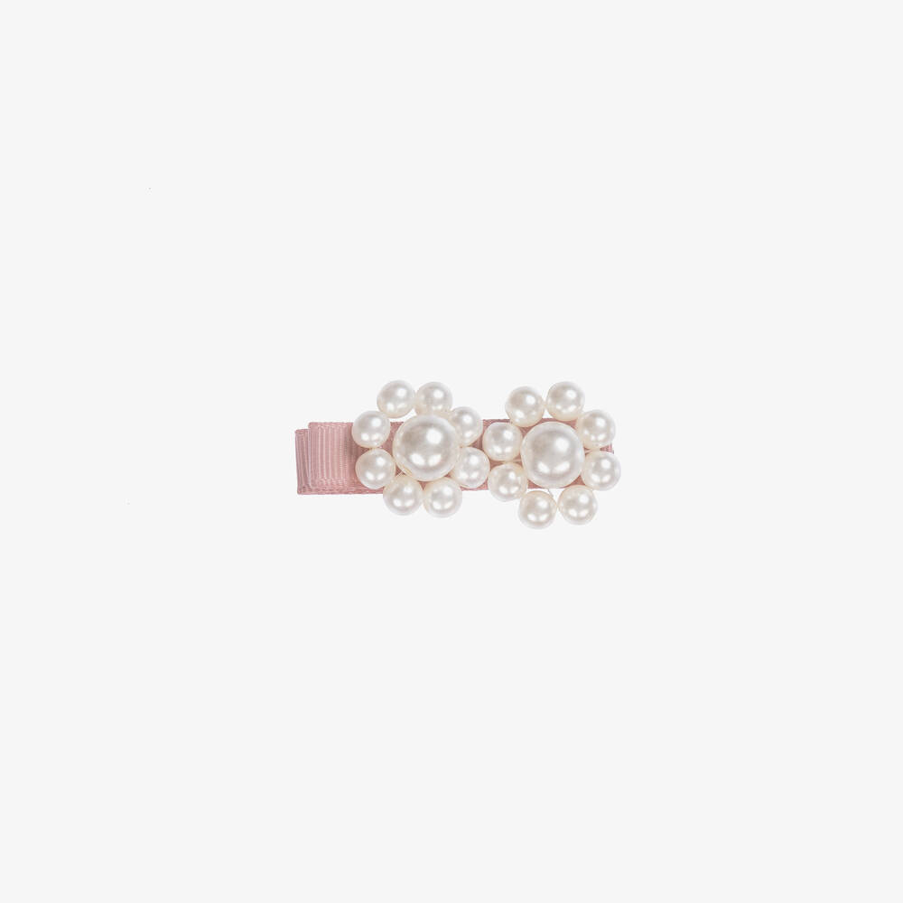 Milledeux - Barrette rose à perles (4 cm) | Childrensalon