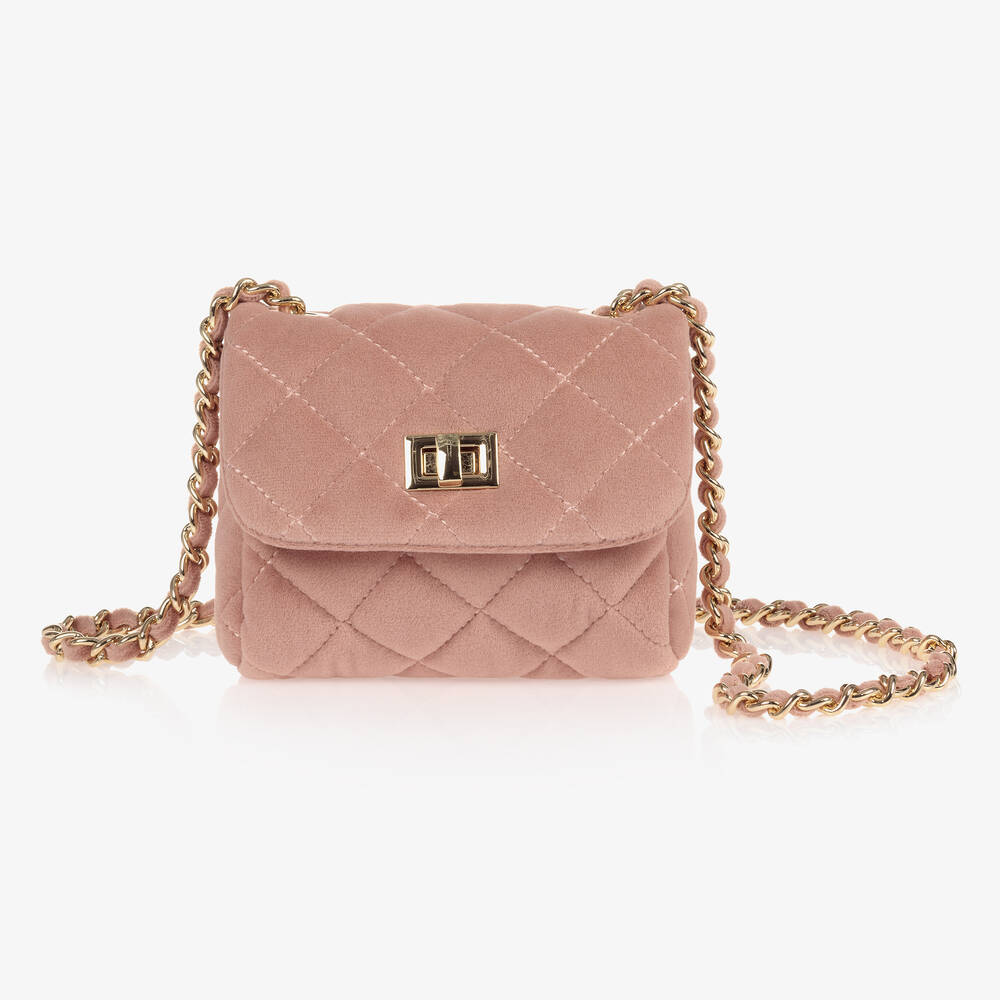 Milledeux - Pink Velvet Quilted Bag (13cm) | Childrensalon