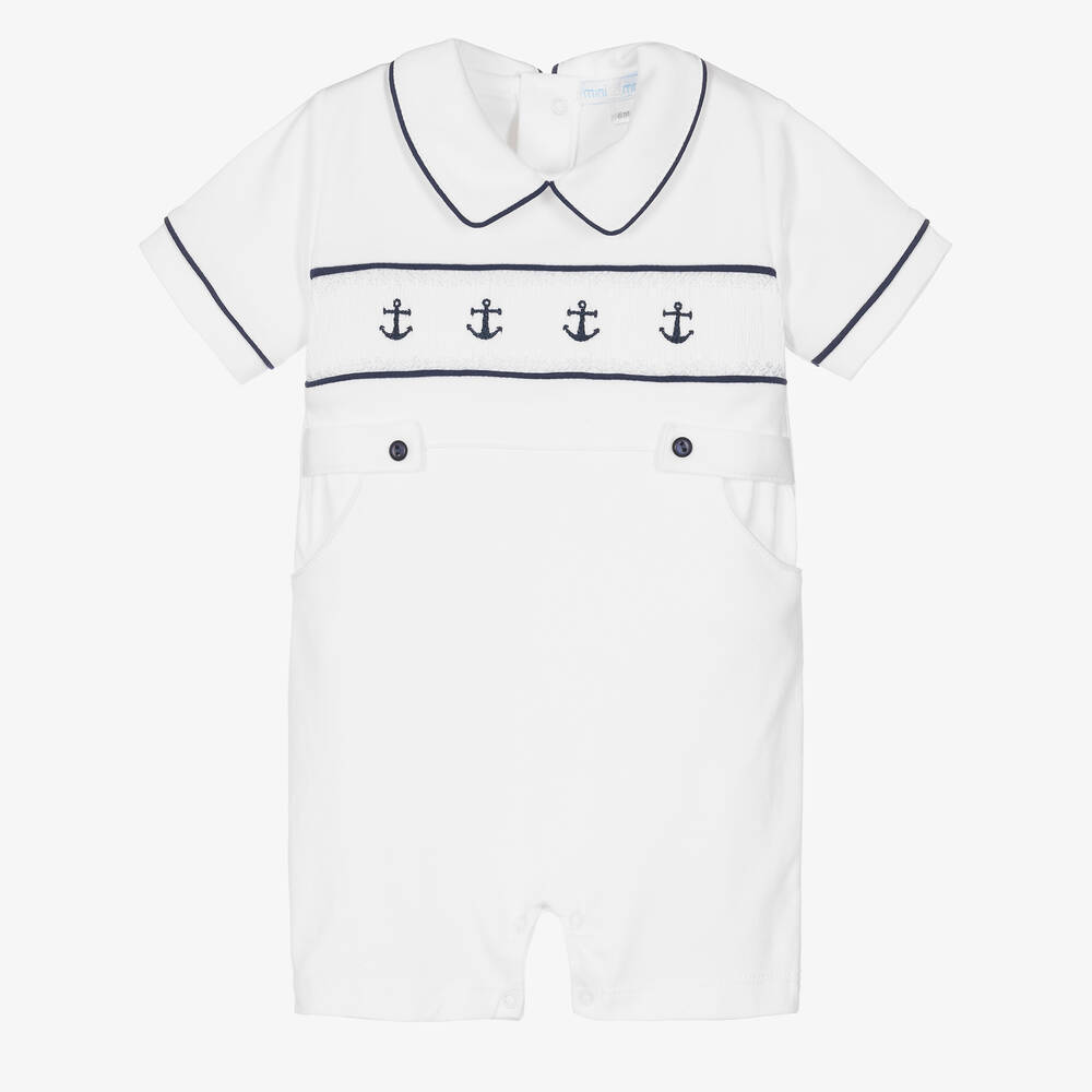 Mini-la-Mode - Baby Boys White Pima Cotton Shortie | Childrensalon